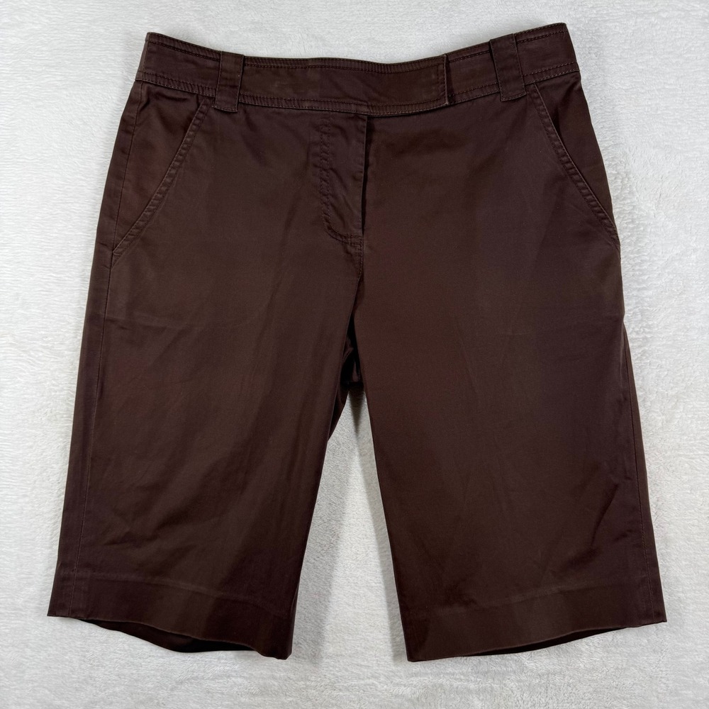 Tory Burch Brown Bermuda Shorts Mid Rise Straight Leg Size 6 13081224